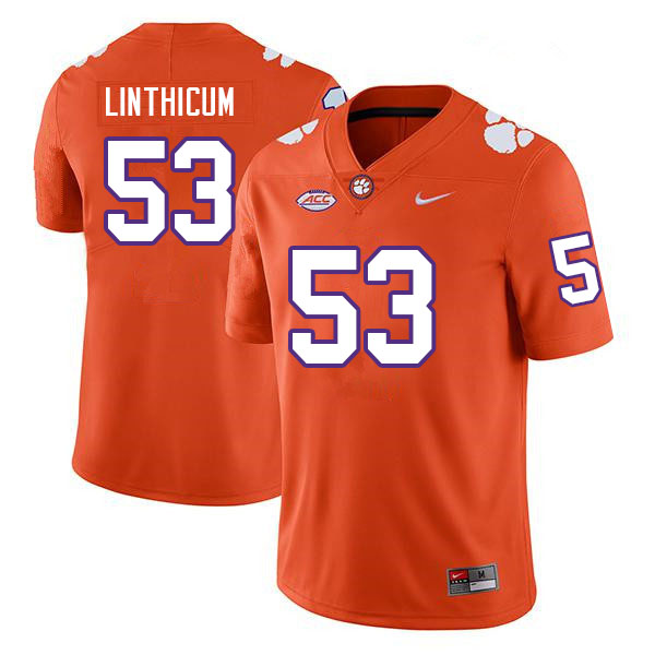 Men #53 Ryan Linthicum Clemson Tigers College Football Jerseys Sale-Orange
